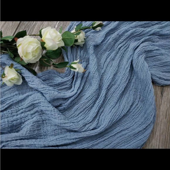 Dusty Blue Crepe baby shower Table Runner - Picture 2 of 5